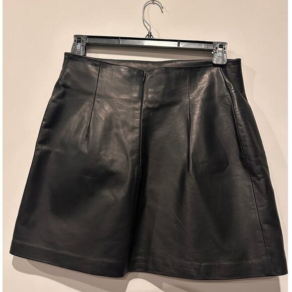 Barbara Bui Size 6 Matrix Clueless Black Leather A-Line Mini Skirt Preppy - Picture 2 of 12